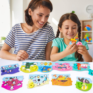 Montessori trẻ em bằng gỗ số động vật ghép hình câu đố trò chơi giáo dục học tập quà tặng đồ chơi cho trẻ em - Product Image 3