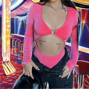 Mono sexy de verano para mujer, de manga larga, cintura alta, estilo casual, con hebilla metálica y diseño hueco, nueva tendencia. - Product Image 2