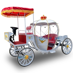 Luxurious Horse Carriage Red Seat for Six People 4 <b>Wheels</b> Luxury Wedding Carriage White Pumpkin Carriage - Product Image 1