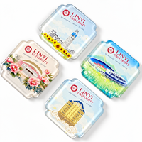 Aimants de réfrigérateur personnalisés en acrylique transparent, découpe laser, impression UV, aimants souvenirs de lieux emblématiques de la ville, aimants de voyage, fabricant de cadeaux haut de gamme