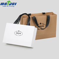 Luxury Brown Paperboard Custom Printed Gold Foil Logo Durable Recyclable Gift Bag for Shoes & Clothing Exhibitions