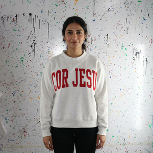 เสื้อฮู้ด COR JESUS สีขาวสำหรับผู้ชาย ผ้าฝ้าย 100% ปักลายสีแดง สไตล์วินเทจ แนวสตรีทแฟชั่น ด้ายคุณภาพสูง - Product Image 1