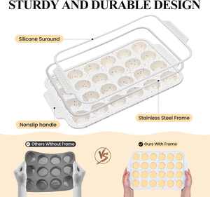 MUYULINS - Molde para hornear mini pasteles y muffins de silicona con marco metálico reforzado, antiadherente, sin BPA, color beige, 24 cavidades, certificado LFGB - Product Image 2