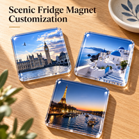 Aimants de réfrigérateur en acrylique personnalisés avec paysages de Londres, vente en gros, fabricant OEM, fournisseur d'usine, souvenir touristique, emballage cadeau