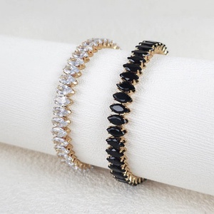 Bracelets articulés en or massif véritable, étanches, en acier inoxydable, anti-ternissement, avec zircon, pour femmes - Product Image 5