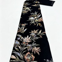 Tissu en velours coréen de luxe, personnalisé, style Dubaï, avec motifs floraux, perles et paillettes, pour robes de haute couture et abayas automne-hiver
