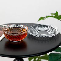 Bol à dessert en verre gaufré sans plomb avec soucoupe, résistant au lave-vaisselle, idéal pour les buffets d'hôtel et la présentation de fruits – Vente en gros