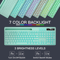 Teclado Inalámbrico Silencioso de 114 Teclas con Retroiluminación RGB 2.4G, Soporte para Teléfono, Batería Recargable, Teclas Multimedia para IOS, Windows, PC, Verde