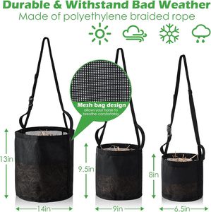 Sac à foin pour chevaux en nylon avec <span class=keywords><strong>sangle</strong></span> de cou réglable en maille pour une alimentation lente des chevaux, du bétail, des moutons et de la paille - Product Image 4