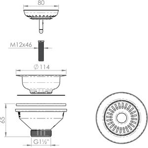 White <b>Basket</b> Cap Sink <b>Drain</b> Ø 114 for <b>Drain</b> Cleaners - Product Image 3