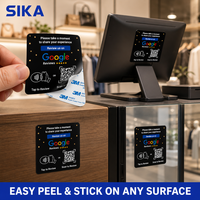 Carte NFC 215 carrée programmable en acrylique durable SIKA, support de table transparent pour avis Google, code QR 13,56 MHz