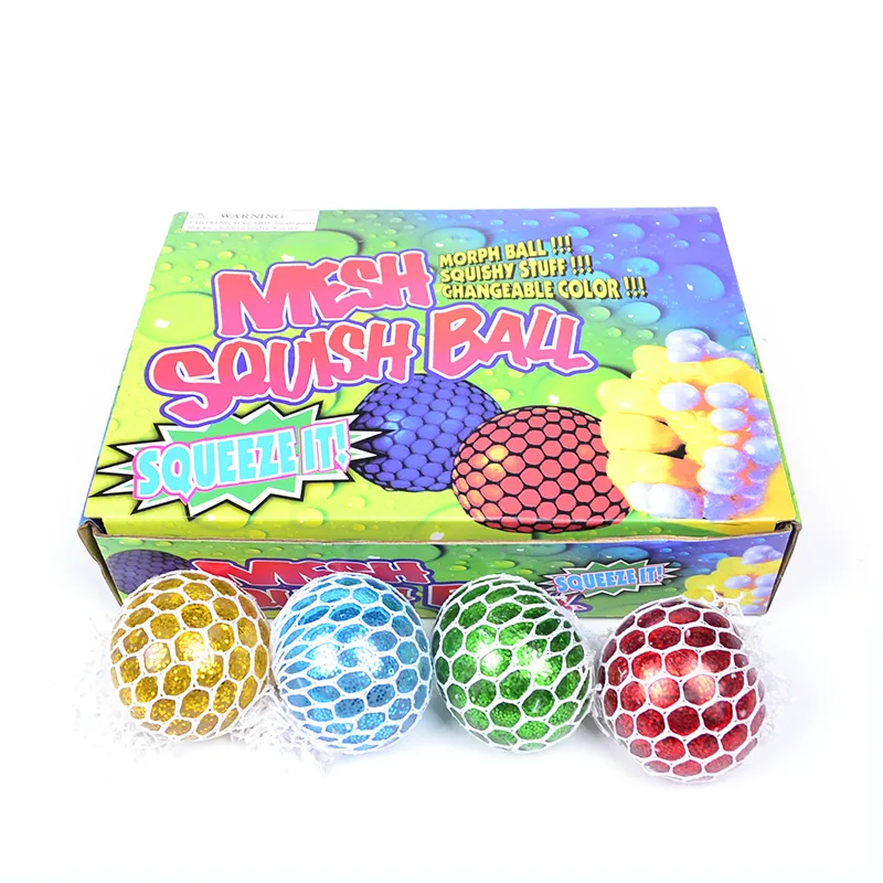 Color Bead Grape Ball Toy Squeeze Gold Powder Vent Ball Stress Relief Squeeze Toy Ball For Kids
