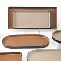 Vente en gros d'assiettes en mélamine mates personnalisées, ensemble complet d'assiettes en mélamine de restaurant avec logo, vaisselle en plastique réutilisable