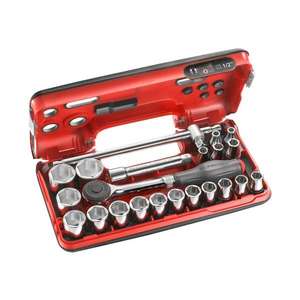 FACOM - S.360DBOX4PB <b>1</b>/<b>2</b> ''metric hexagonal sockets DBOX set with <b>ratchet</b> (22 pcs.) - EAN 3148519239058 <b>RATCHET</b> AND SOCKET SETS - Product Image 1