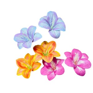 Bouquet artificiel de lys à deux têtes 3D en soie, fleur faite à la main pour la décoration de mariage et de la maison - Product Image 5