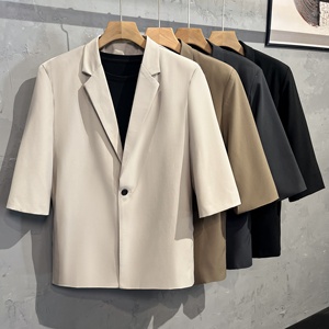 <span class=keywords><strong>Blazer</strong></span> <span class=keywords><strong>Oversize</strong></span> Fit e maniche corte che cadono sotto il gomito con tasche sui fianchi Button up <span class=keywords><strong>blazer</strong></span> da <span class=keywords><strong>uomo</strong></span> - Product Image 3