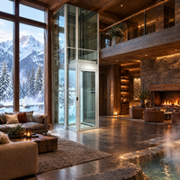 Ascenseur résidentiel intérieur à fonctionnement stable avec cabine en verre trempé architectural pour résidences de luxe, duplex et penthouse