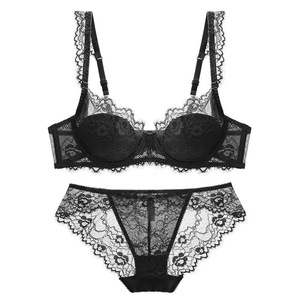 Collection femme dames dentelle <span class=keywords><strong>cils</strong></span> Ultra-mince froncé Transparent broderie respirant Sexy soutien-gorge grande taille ensemble de soutien-gorge - Product Image 3