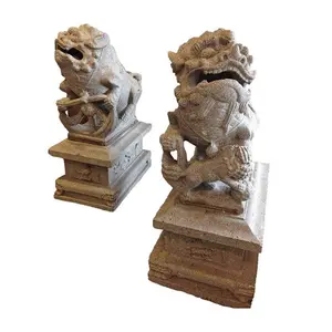 Резьба по камню большой китайский кулон из натурального мрамора и гранита foo dog скульптура каменная статуя собаки фу для декора стен