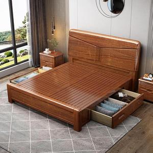 Lit en bois de noyer 1,8 m double avec rangement, meuble de chambre à coucher, cadre de lit en bois massif - Product Image 2