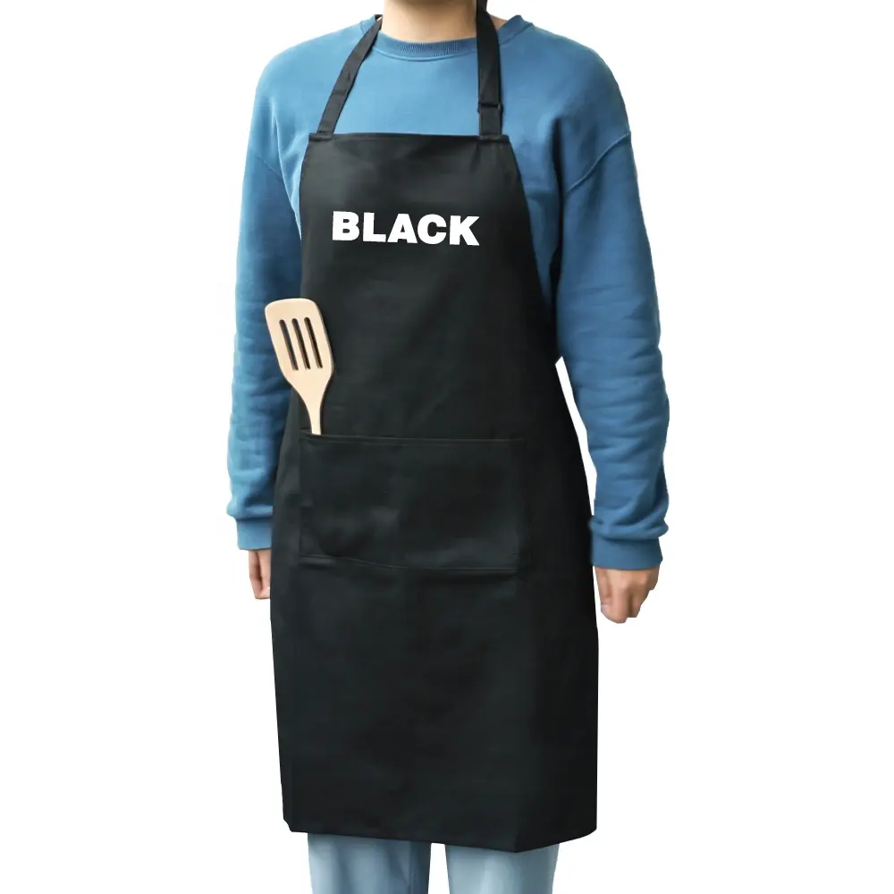 Tabliers de cuisine en coton de haute qualité logo personnalisé Polyester noir nettoyage BBQ Sublimation Chef cuisine cuisson tablier imperméable