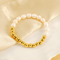 Bracelet Ganku en acier inoxydable plaqué or 18 carats pour femmes, bracelet à perles de forme baroque, bijoux élégants et minimalistes pour mariage