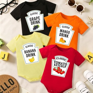 Vêtements pour bébés nouveau-nés populaires 100% coton, manches courtes, col enveloppe, body triangle à imprimé <span class=keywords><strong>fruits</strong></span>, ensemble de 4 pièces - Product Image 1