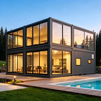 Maison Modulaire en Acier à Deux Étages, Design Moderne, Grandes Fenêtres en Verre, Caractéristique Respirante pour Villa de Vacances en Forêt ou Hébergement de Type Resort
