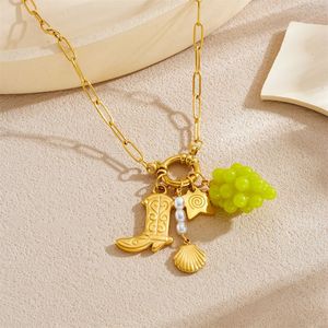 European American Fashion Personalized Charm Pendant Necklace With Grape Boot Star Seashell Zinc Alloy Gift Jewelry - Product Image 2
