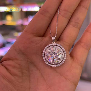 100% de Plata de Ley 925 10 kilates ronda excelente corte pase de prueba D Color Moissanite boda colgante, collar de joyería fina - Product Image 3