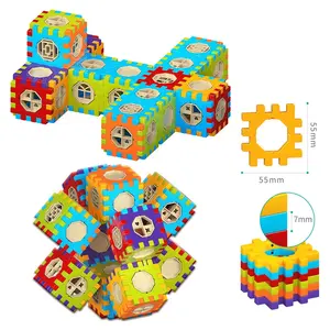 Samtoy Voorschoolse 108Pcs Diy Block House Assemblage Speelgoed Wafel Blokken Puzzel Spelen Stam In Elkaar Grijpende Bouwstenen Voor Kinderen