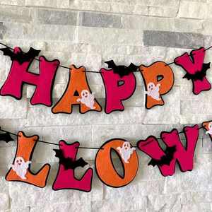 Guirnalda de Fieltro de Halloween con Murciélagos, Fantasmas y Calaveras para Fiestas de Terror, Decoración de Chimeneas y Hogar - Product Image 4