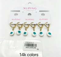 XUPING Vente en gros Boucles d'oreilles créoles cœur plaqué or 14K avec breloque émail colorée pendante pour femme Bijoux de mode