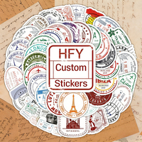 Autocollants adhésifs personnalisés pour souvenirs de voyage, tampons de passeport, imperméables, pour ordinateur portable, bouteille d'eau, journal, autocollants décoratifs