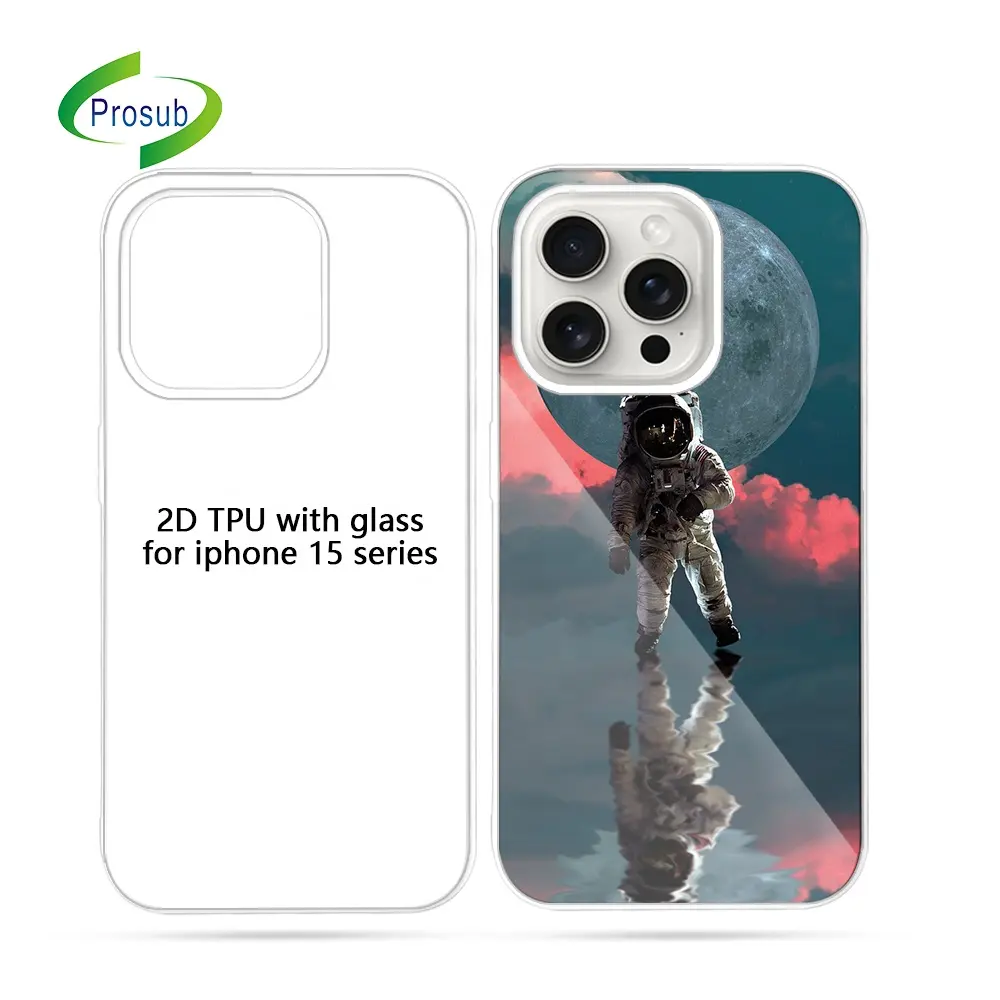 Prosub Nieuwe 2d Tpu Pc Sublimatie Mobiele Telefoon Hoesje Voor Iphone 15 Pro Max Gehard Glas Blanco Sublimatie Telefoon Hoesjes