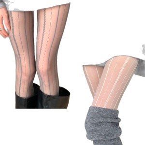 Women's Sheer Striped Tights 10D Ultra Thin Polyester Bow Pattern Four Seasons Wear - Product Image 5