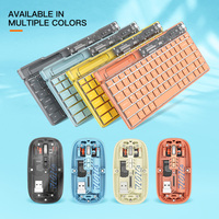 Şeffaf Akrilik Mini Kablosuz Klavye Mouse Seti RGB 2.4G+BT Çift Modlu Type-C Multimedya Tuşları Toptan Satış Dizüstü Bilgisayarlar İçin