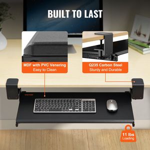 DB vente en gros robuste sans perçage C pince de montage clavier/souris plateau grand 26.8x11 sous le plateau de clavier de bureau équipements de bureau - Product Image 6