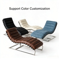 Fauteuils de salon modernes personnalisables, fauteuil en cuir marron avec structure en acier inoxydable, meubles de salon pour se détendre à la maison