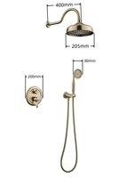 Ensemble de douche mural en laiton de style européen rétro, pulvérisateur haute pression, fonction eau chaude et froide, suite de douche complète pour salle de bain