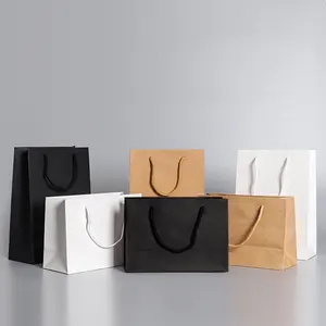 Presa di fabbrica di Vendita di Lusso Eco-Friendly Carrier Bianco Nero Kraft Regalo di Carta Shopping Bag con il Marchio