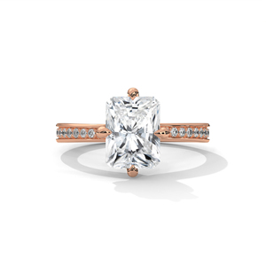 Bijoux classiques élégants pour femmes RAAMAA en or rose 10k 14k avec diamants de laboratoire taille radiant pour cadeaux de mariage et de fête - Product Image 1