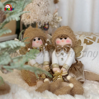 Zaves 14x5x3 pouces, figurines d'anges jumelles assises pour intérieur, Noël, polyester doux, or, blanc, kaki, taille personnalisée, direct usine