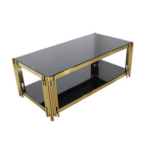 الذهب مستطيل الفولاذ المقاوم للصدأ الكروم الذهب الزجاج المقسى طاولة القهوة مكتب المنزل عالية الجودة السلع الذكية طاولة جانبية - Product Image 3