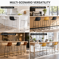 Tabouret de bar moderne en plastique jaune moutarde de 75 cm avec structure en métal noir et repose-pieds pour café restaurant