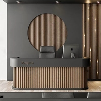 Comptoir de réception haut de gamme en acier inoxydable de luxe léger pour entreprise, hôtel, magasin de vêtements, boutique de détail, table de caisse