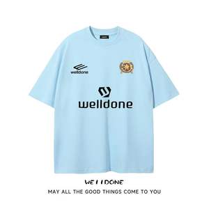 Camiseta de manga corta holgada de alta gama con cuello redondo y estampado de letras para hombre, estilo veraniego y atractivo, estilo pareja WE11DONE - Product Image 4