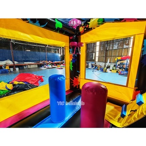 Château gonflable commercial avec toboggan et zone de saut, thème <span class=keywords><strong>Peinture</strong></span> Éclaboussée Néon, pour la location, les événements et les fêtes - Product Image 6