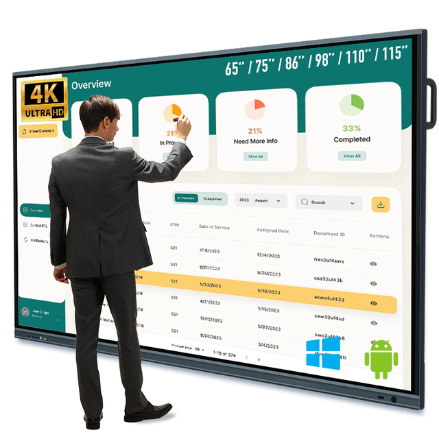 ODM 65 Inch 4K Interactive Flat Panel Display 40 Point Touch Screen Smart Interactive Board Whiteboard for Classroom Education