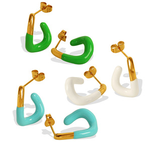 ต่างหูแบบห่วงรูปตัวยูโลหะผสมสังกะสีต่างหูแฟชั่นสำหรับผู้หญิง EH740 - Product Image 5